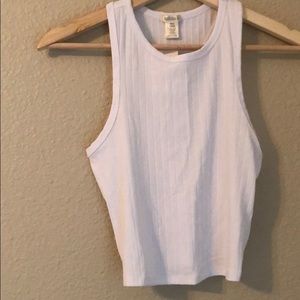 white tank crop top high neck